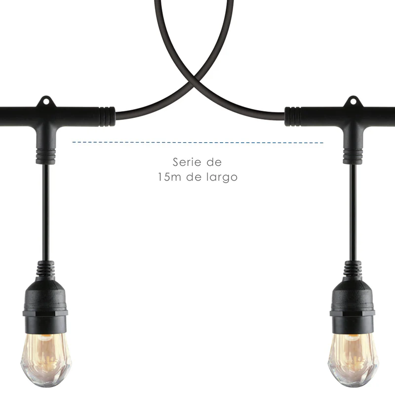 Serie de luces Aksi IP65 E27 c/24 focoS14 14.6 cm Luz Cálida