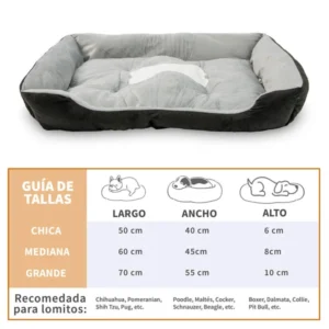 Cama Rectangular para Mascotas Petit MEDIANA NEGRO