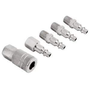 Juego de cople F y conectores de acero cromado 5 pzs